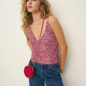 REFORMATION Mickey Top In Roja size Small